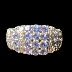 Elegant Sterling and Tanzanite Ring Size 9